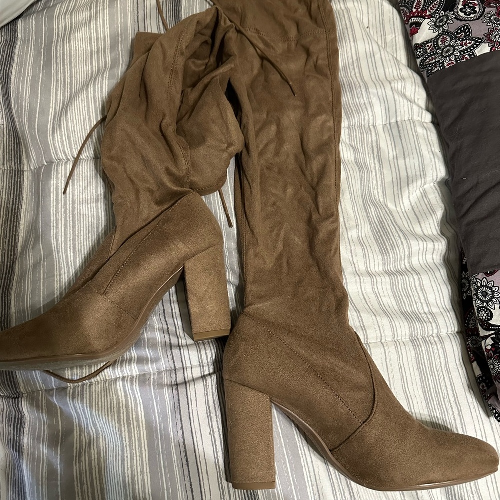 Knee high suede boots